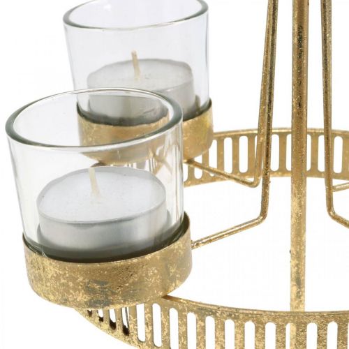 Floristik24 Tea light holder four glasses Star Christmas Gold Ø20cm H38.5cm