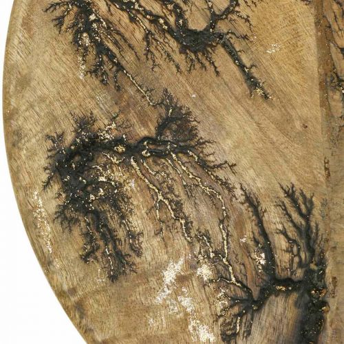 Product Decorative plate wood nature, gold crackle effect mango wood Ø30