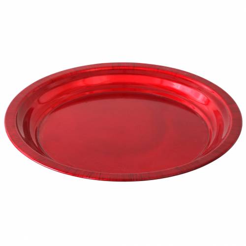 Product Decorative plate made of metal red with glaze effect Ø38cm