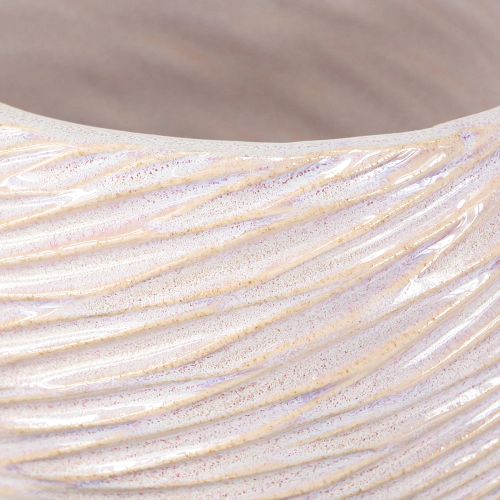 Product Ceramic Plant Bowl Cream-Pink – Modern Decorative Planter with Groove Pattern Ø15cm 2pcs