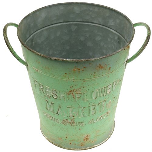 Floristik24 Zinc Bucket Antique Green Ø20.5cm H22.5cm