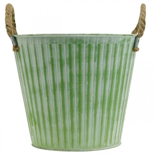 Product Decorative pot, metal bucket for planting, planter with handles, pink/green/yellow shabby chic Ø14.5cm H13cm set of 3