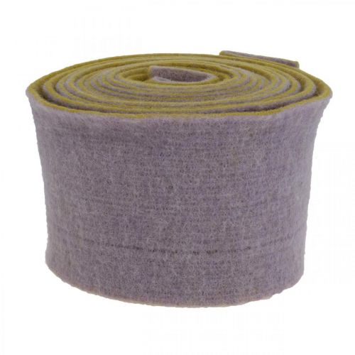 Product Felt ribbon, pot ribbon, wool ribbon two-tone mustard yellow, violet 15cm 5m