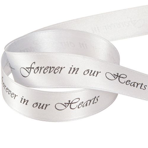 Product Mourning Ribbon Silver Black Saying Forever in … 25mm 25m