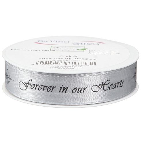 Product Mourning Ribbon Silver Black Saying Forever in … 25mm 25m