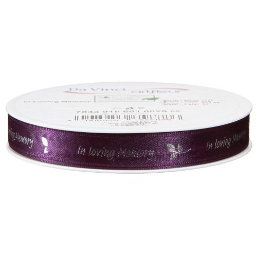 Product Mourning Ribbon in Purple Silver In Loving Memory 15mm 25m