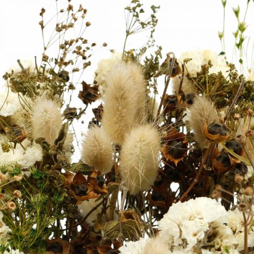 Floristik24 Bouquet of dried flowers with meadow grasses white, green, brown 125g dried flowers