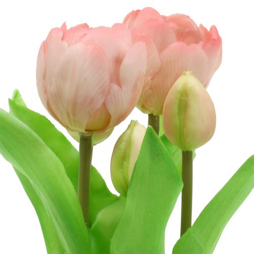 Product Artificial flowers in pot Artificial tulips pink yellow 22.5cm