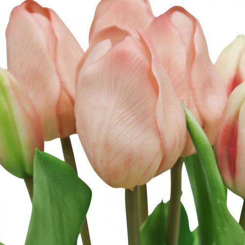 Product Artificial Tulips Real-Touch Peach Pink 38cm Bunch of 7