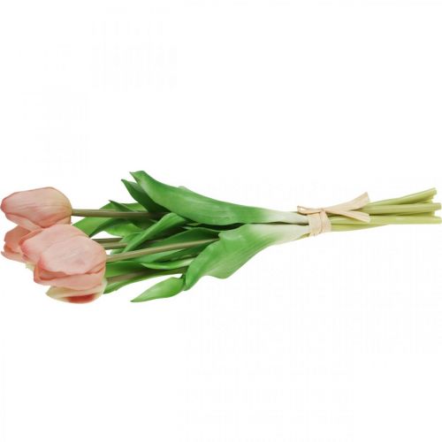 Product Artificial Tulips Real-Touch Peach Pink 38cm Bunch of 7