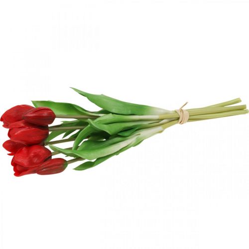 Floristik24 Tulip red artificial flower tulip decoration Real Touch 38cm bundle of 7 pieces