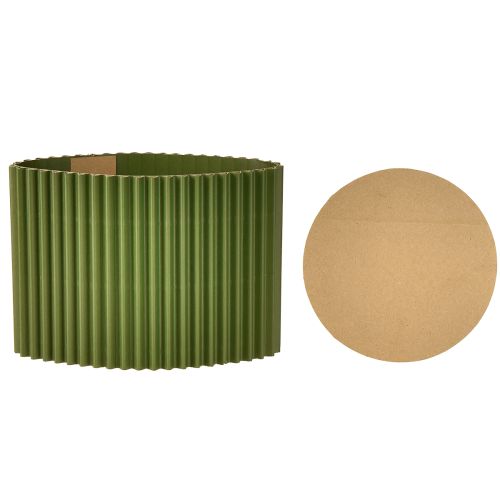Product Paper Plant Pot Grooved Dark Green Ø13cm H12cm 4 pcs