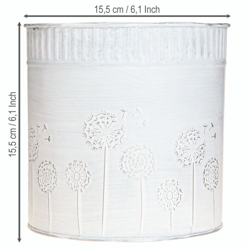 Floristik24 Planter Dandelions Metal Flowerpot White Ø15.5cm H15.5cm