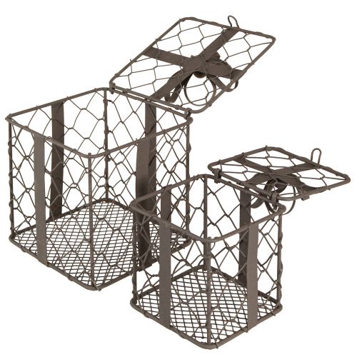 Product Vintage Wire Basket Gift Metal Grey 10.5/7.5cm Set of 2