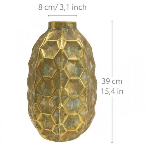 Product Vintage vase gold flower vase honeycomb look Ø23cm H39cm