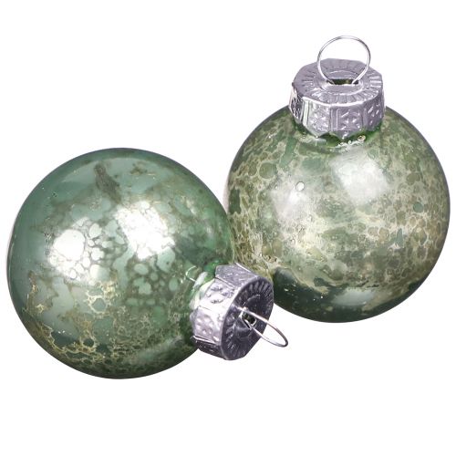 Vintage Christmas balls glass mini in mint Ø3cm 22 pcs