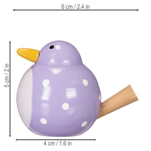 Product Bird decorative figurine with polka dot pattern as a fresh and friendly room accent, purple, 6cm, 6 pieces