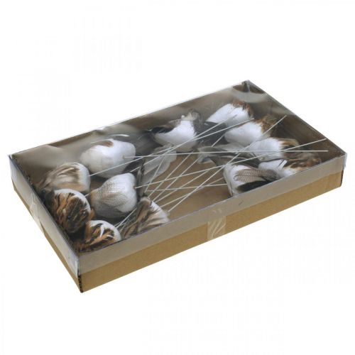 Floristik24 Spring, bird on wire, flower decoration white, natural colors H4.5cm 12 pcs