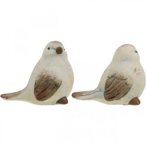 Floristik24 Ceramic birds, spring, decorative birds white, brown H7/7.5cm 6pcs