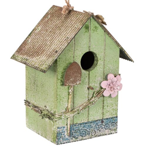 Product Birdhouse with floral decoration, romantic country house decoration, 19cm