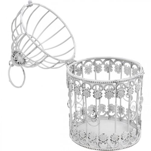 Floristik24 Deco Aviary Shabby White Bird Cage Metal Decoration Ø10cm H17cm