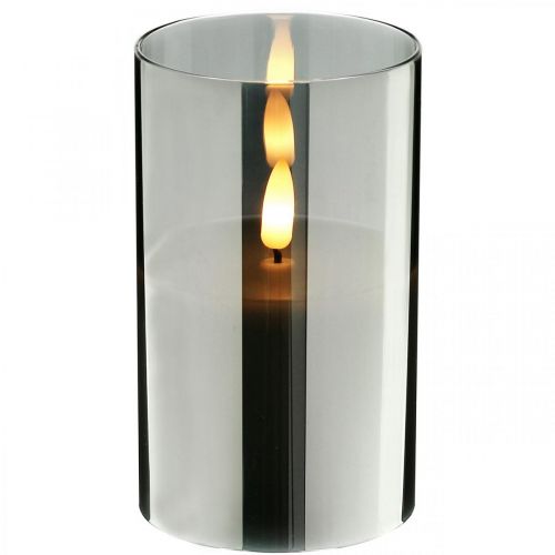 Floristik24 Festive LED candle in a silver glass, real wax, warm white, timer, battery-operated Ø7.3cm H12.5cm