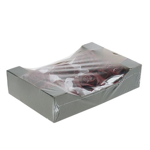 Floristik24 Wax rose dark red Ø10cm 6pcs