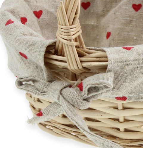 Floristik24 Round wicker basket with fabric insert 14 cm