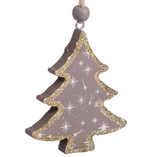 Product Christmas decoration star tree heart wood 6.5/7cm 6 pcs