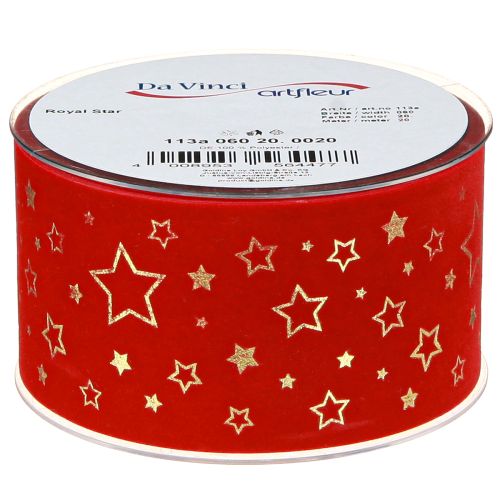 Floristik24 Christmas ribbon red ribbon with stars wire edge 60mm 20m