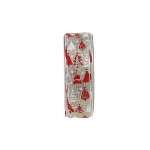 Floristik24 Christmas ribbon Christmas tree red 25mm 15m