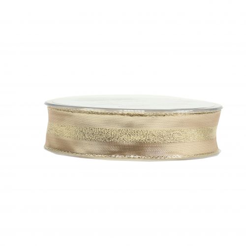 Floristik24 Christmas ribbon gold with wire 25mm 20m