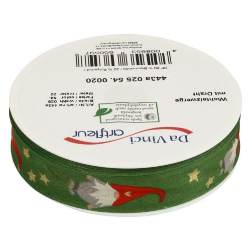 Product Christmas Ribbon Gnome Green 25mm 20m