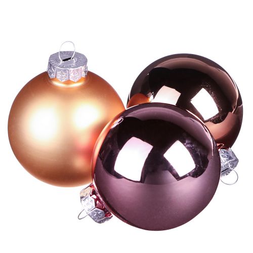 Christmas tree balls apricot pink made of glass Ø7.5cm 12 pcs