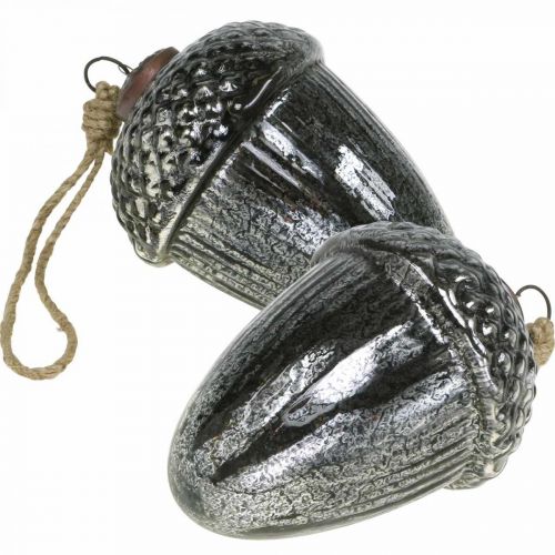 Product Vintage Christmas tree decoration acorn glass Christmas pendant H14cm Ø10cm 2pcs