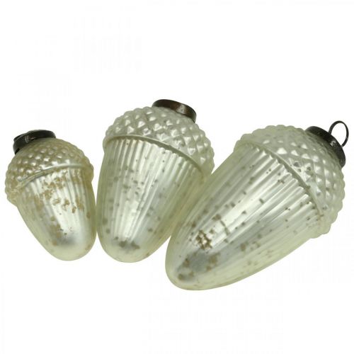 Floristik24 Christmas tree ornaments acorn glass light green 11-14.5cm set of 3