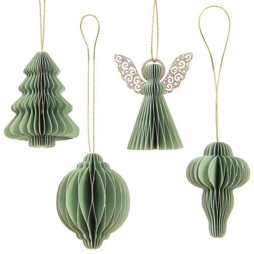 Floristik24 Christmas decoration made of paper Christmas tree decorations Mint 6 cm 12 pcs