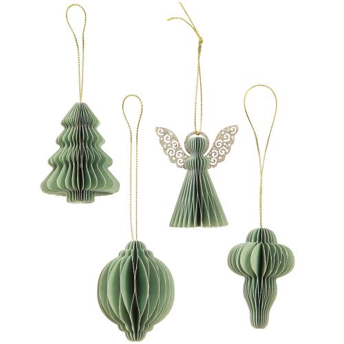 Product Christmas decoration made of paper Christmas tree decorations Mint 6 cm 12 pcs