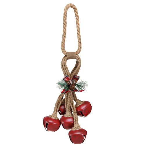 Christmas decoration for hanging red bells with bow 51cm