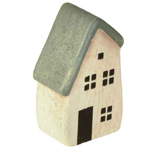 Product Christmas village wooden houses fir trees green and white 5-8 cm set of 6