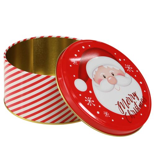 Product Christmas Tins Metal Round Red White Ø13.5-19cm Set of 3