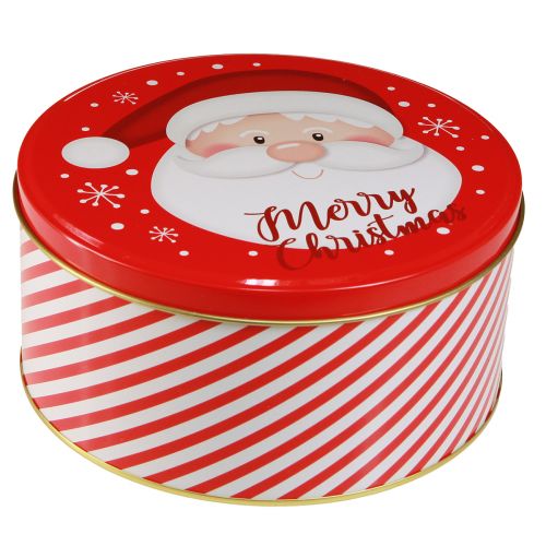 Product Christmas Tins Metal Round Red White Ø13.5-19cm Set of 3