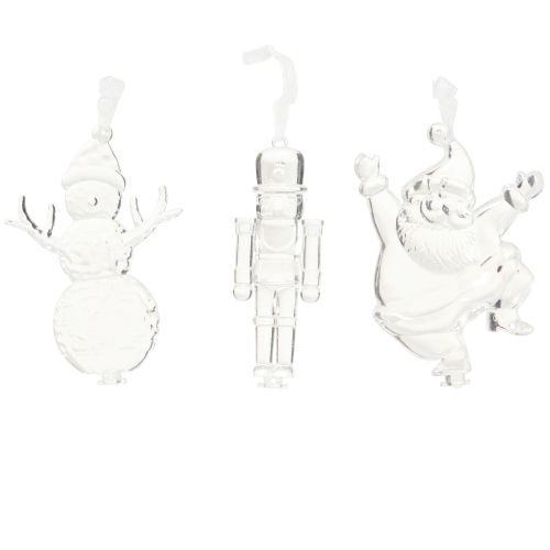 Christmas figures winter decoration for hanging clear H10cm 3pcs