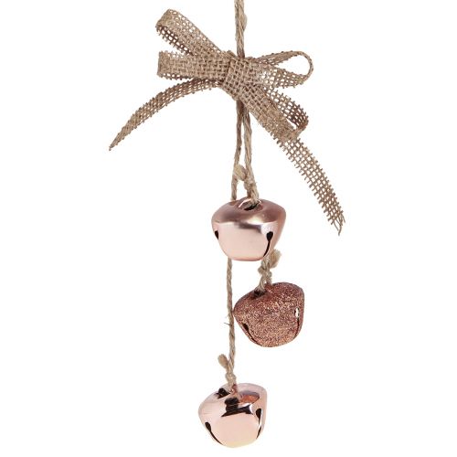 Christmas bells Christmas tree decoration copper pink Ø3.5cm 3pcs