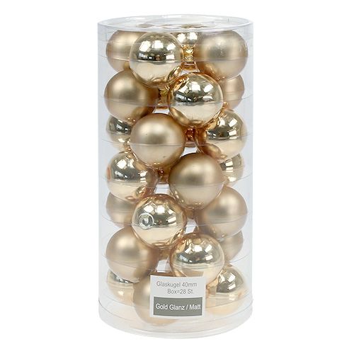 Product Christmas ball 4cm gold glossy/matt glass 24 pcs