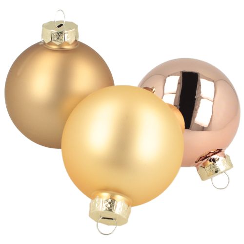 Product Christmas bauble trio gold & rose – elegant set of 3 with shine and style 5cm 24pcs