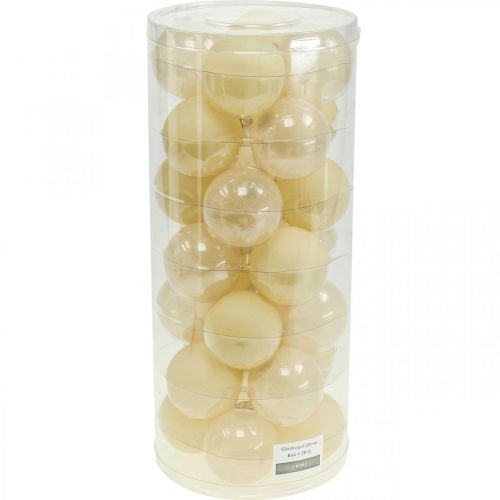 Product Christmas tree balls glass Christmas balls cream mix Ø6cm 24 pcs