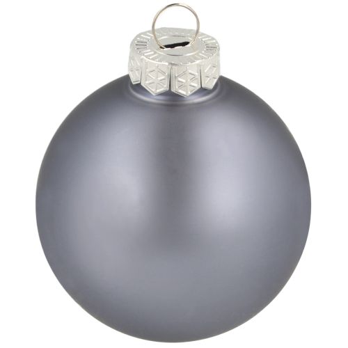 Product Glass Christmas tree baubles, set of 3 – light blue, blue, metallic blue & matte, with hanger, 6cm, 24 pieces