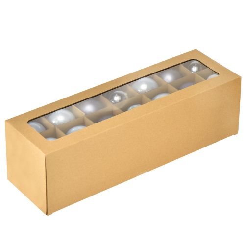 Product Glass Christmas tree baubles, set of 3 – light blue, blue, metallic blue & matte, with hanger, 6cm, 24 pieces