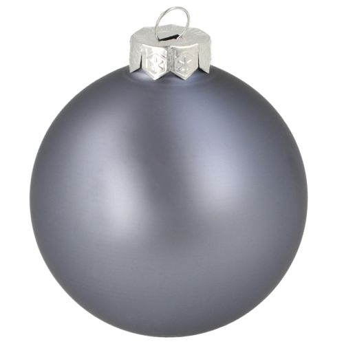 Product Set of blue/silver glass spheres – matte & glossy, glass decorations for winter floral arrangements, 7.5cm, 12 pieces